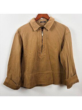 Parfois brown half zip shirt jacket Size small